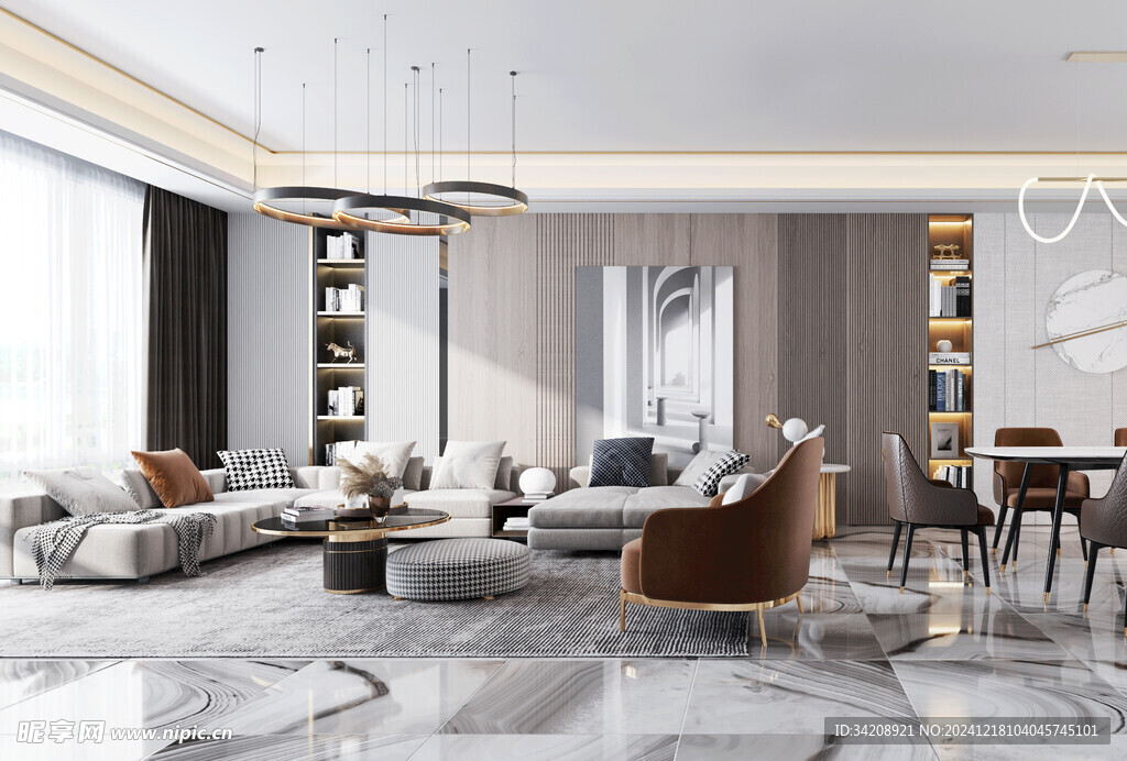 现代简约高级感新中式复古风客厅