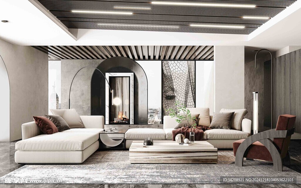 现代简约高级感新中式复古风客厅