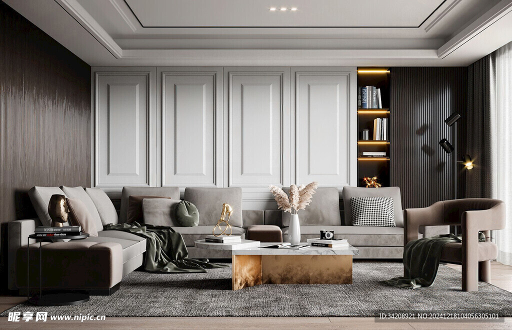 现代简约高级感新中式复古风客厅