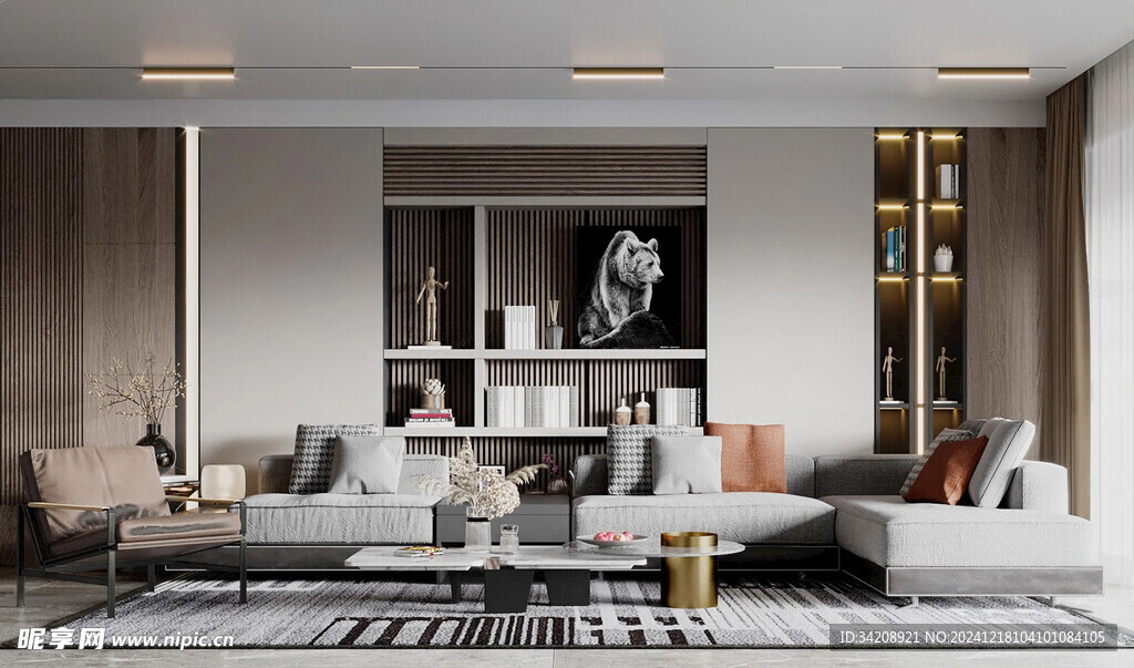 现代简约高级感新中式复古风客厅