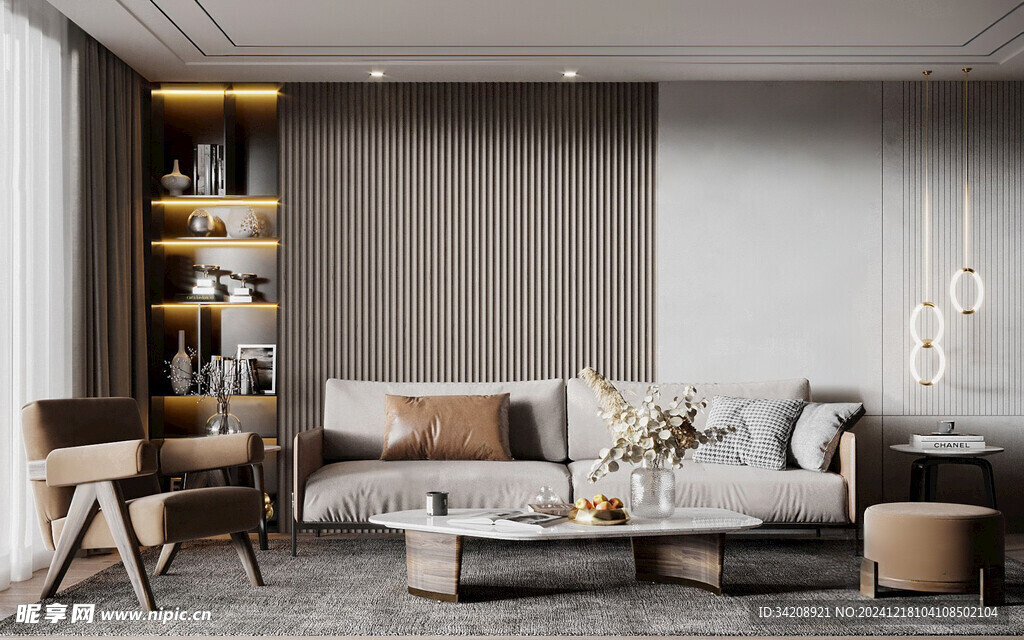 现代简约高级感新中式复古风客厅