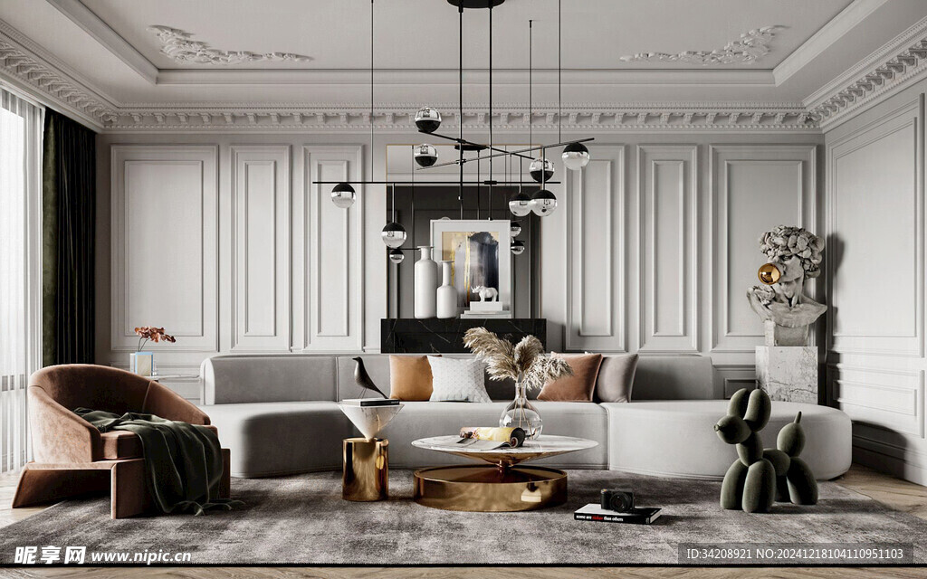 现代简约高级感新中式复古风客厅