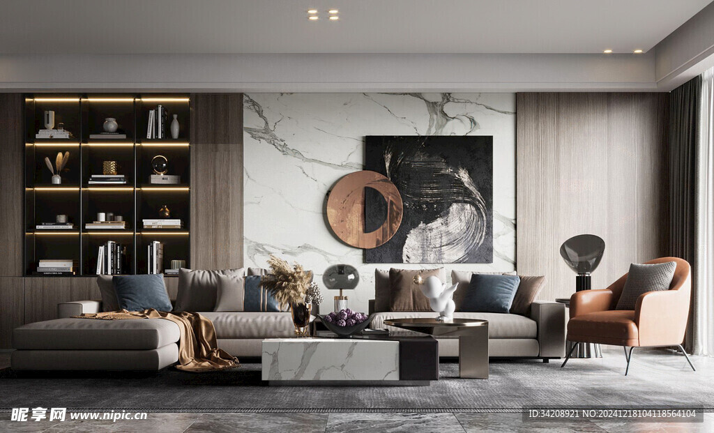 现代简约高级感新中式复古风客厅