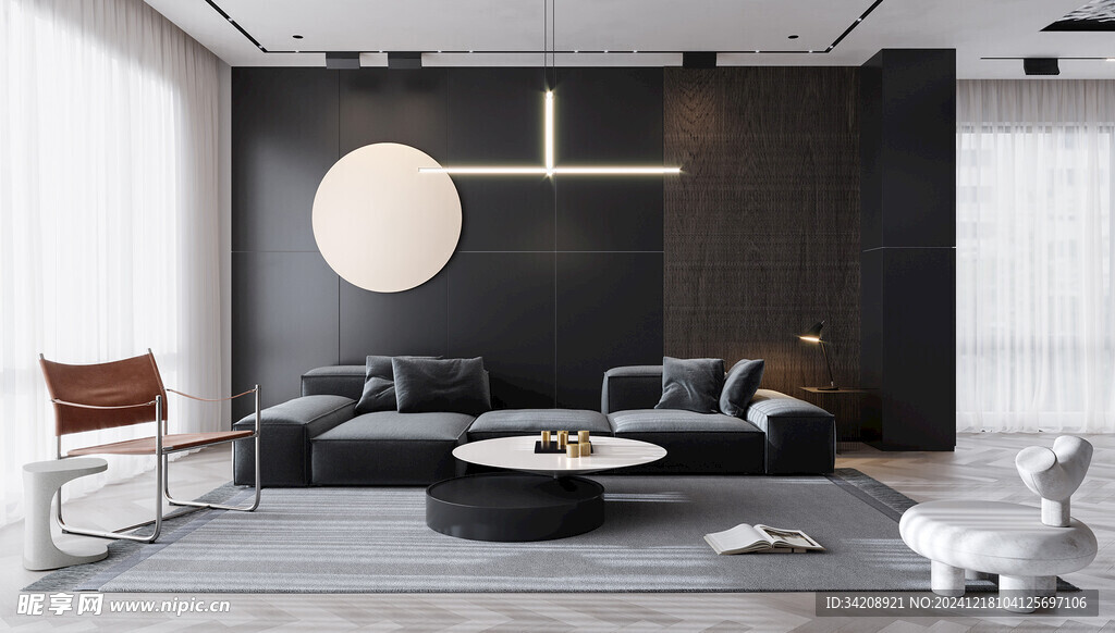 现代简约高级感新中式复古风客厅