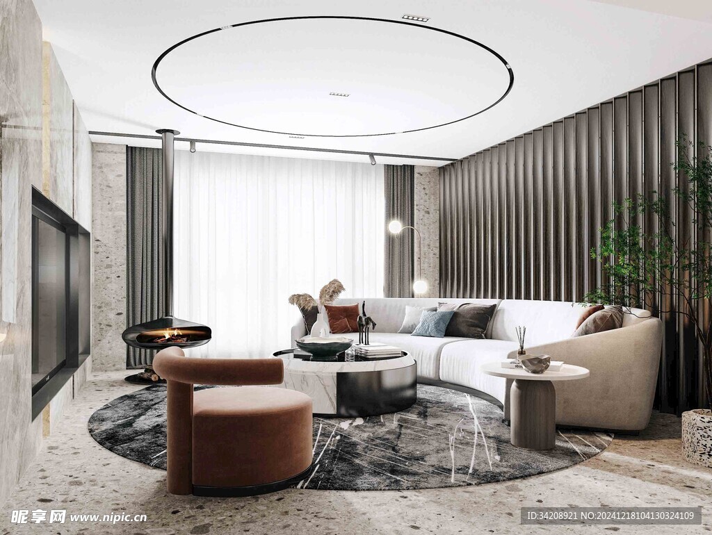 现代简约高级感新中式复古风客厅