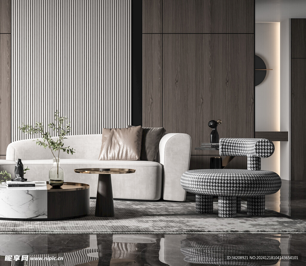 现代简约高级感新中式复古风客厅