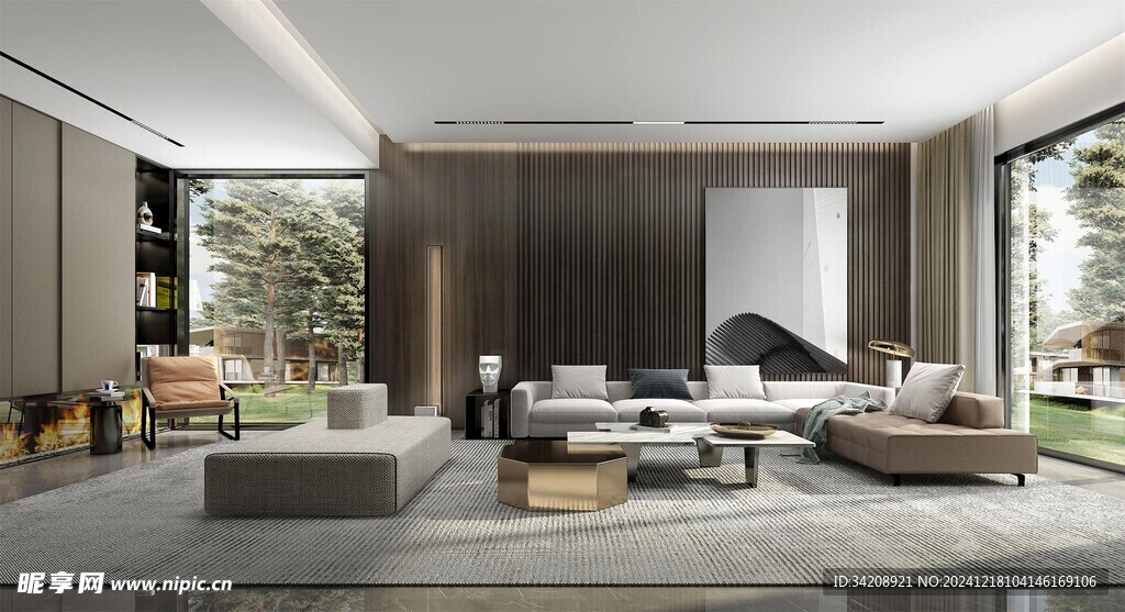 现代简约高级感新中式复古风客厅