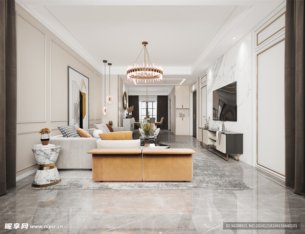 现代简约高级感新中式复古风客厅