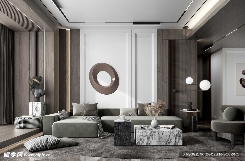 现代简约高级感新中式复古风客厅