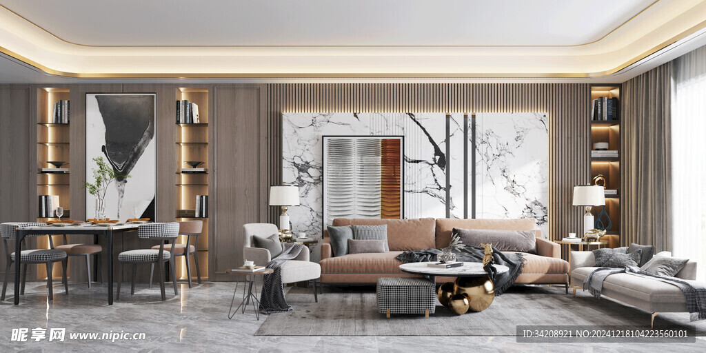 现代简约高级感新中式复古风客厅