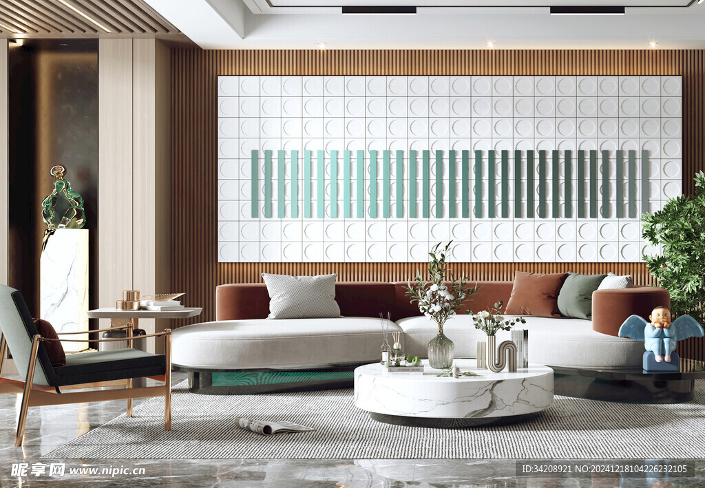 现代简约高级感新中式复古风客厅