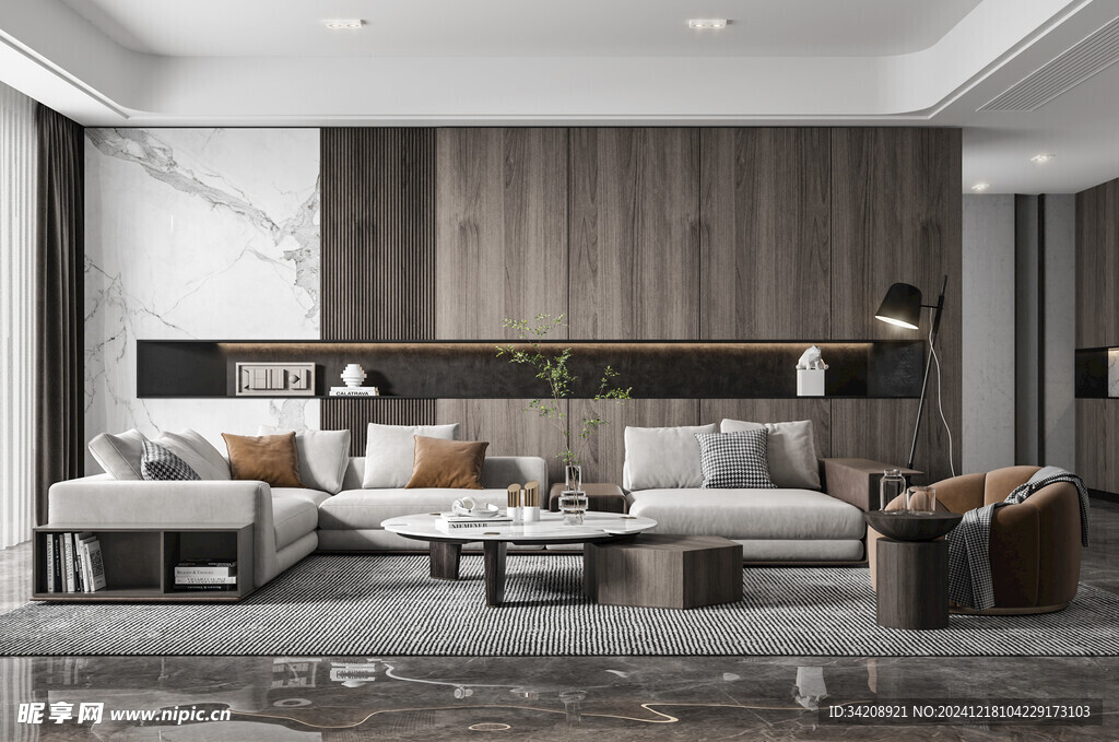 现代简约高级感新中式复古风客厅