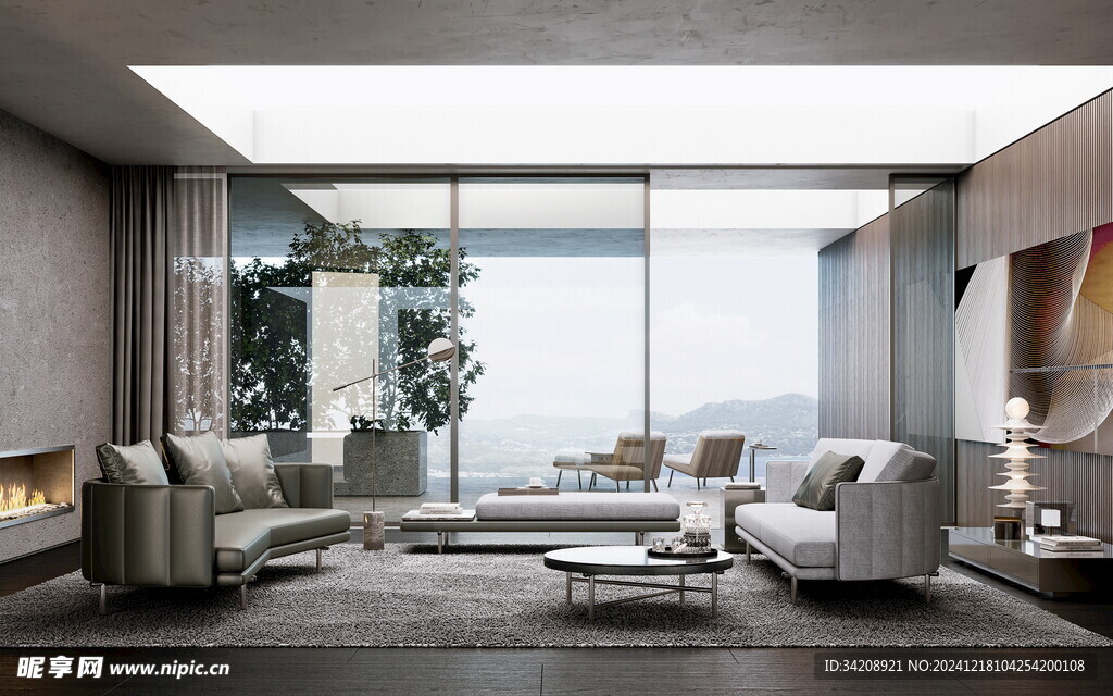 现代简约高级感新中式复古风客厅