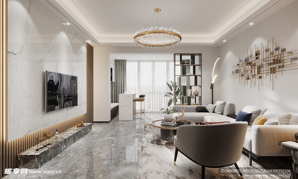 现代简约高级感新中式复古风客厅