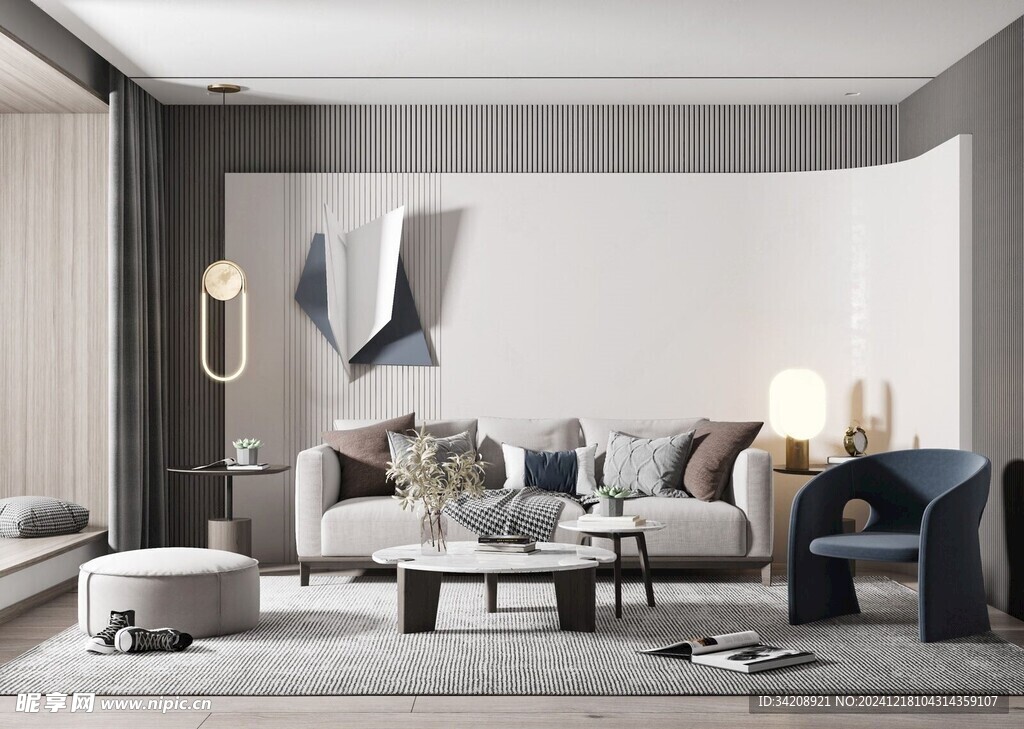 现代简约高级感新中式复古风客厅