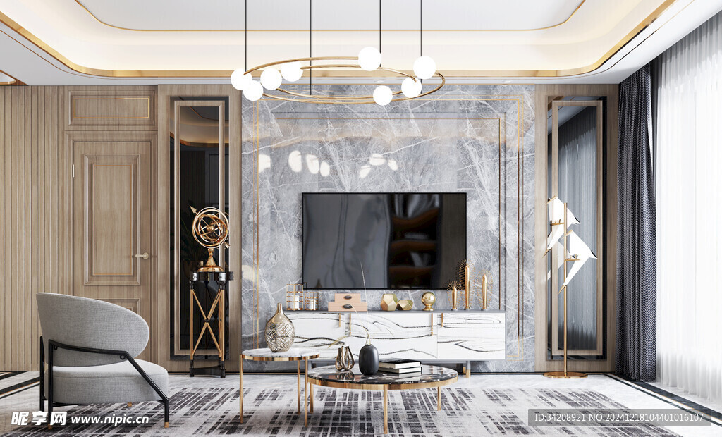 现代简约高级感新中式复古风客厅