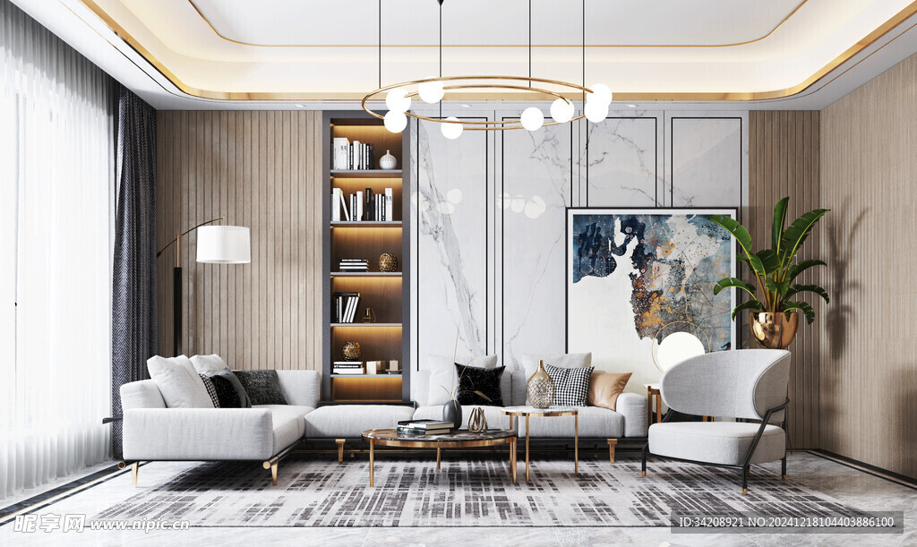 现代简约高级感新中式复古风客厅