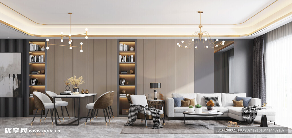 现代简约高级感新中式复古风客厅