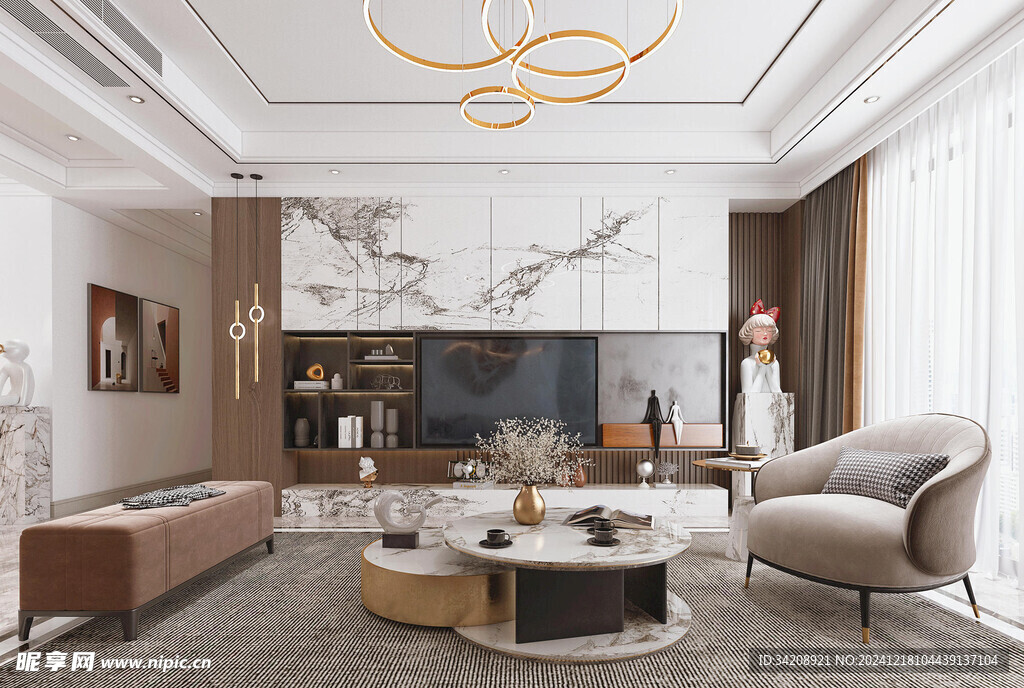 现代简约高级感新中式复古风客厅