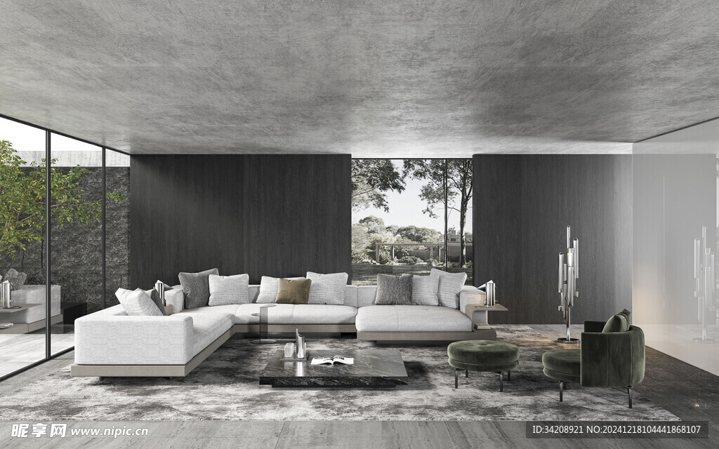 现代简约高级感新中式复古风客厅