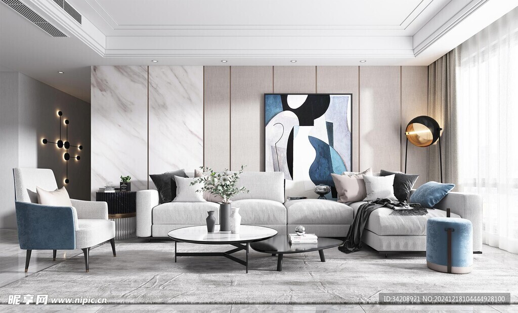 现代简约高级感新中式复古风客厅