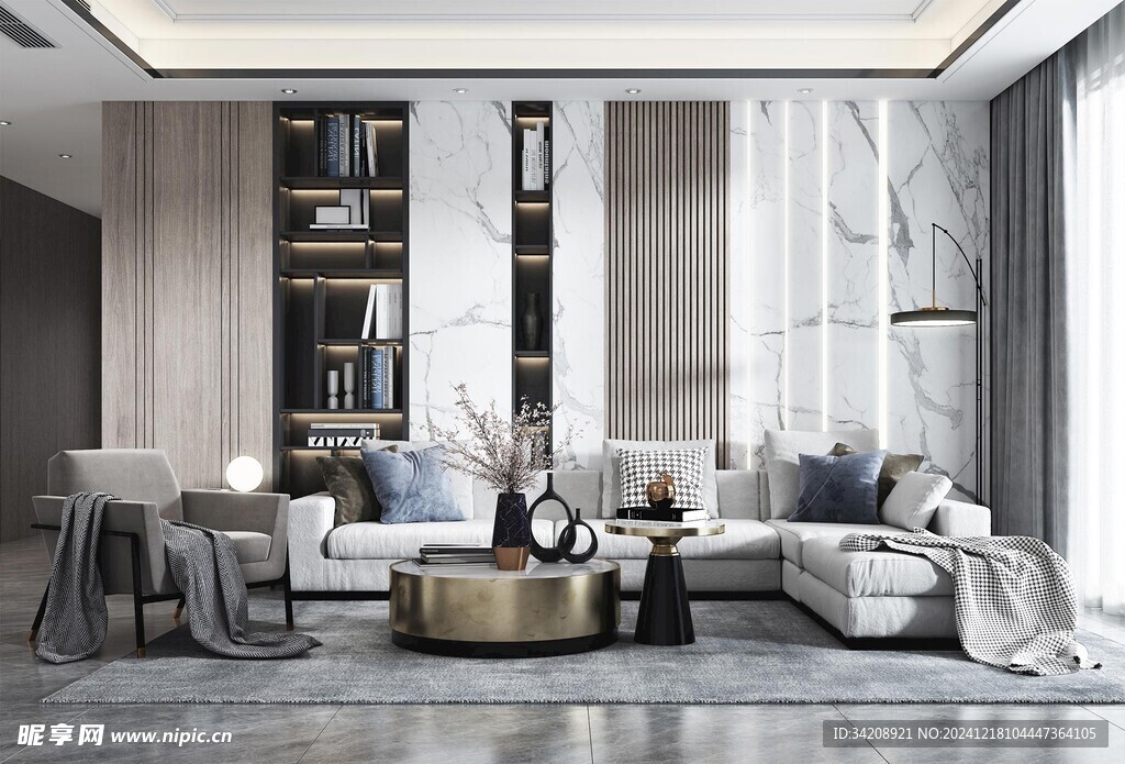 现代简约高级感新中式复古风客厅