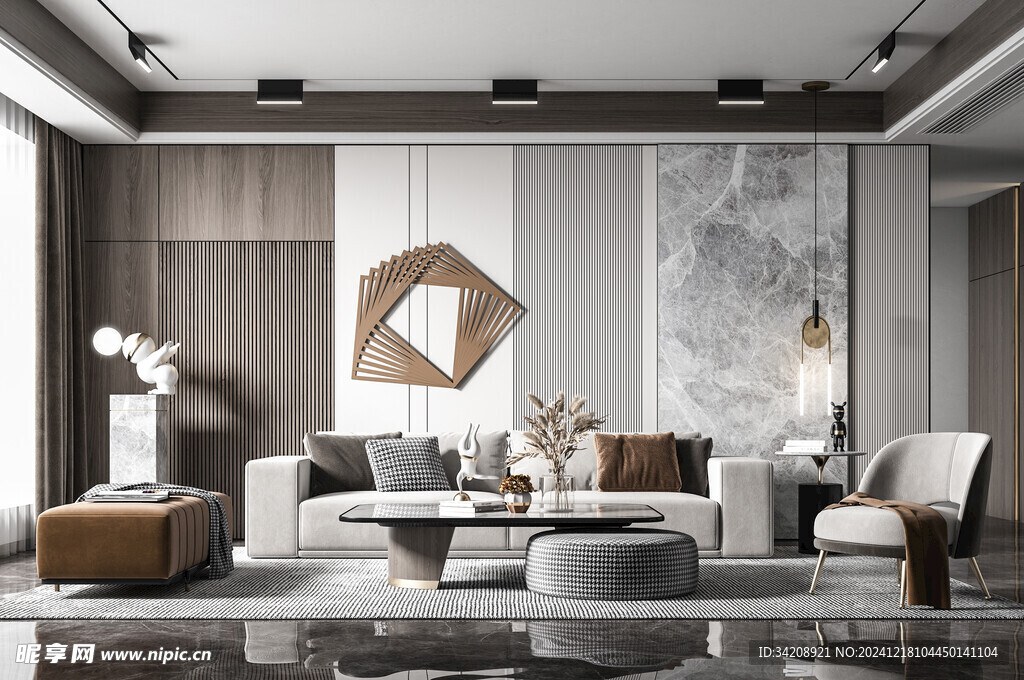 现代简约高级感新中式复古风客厅