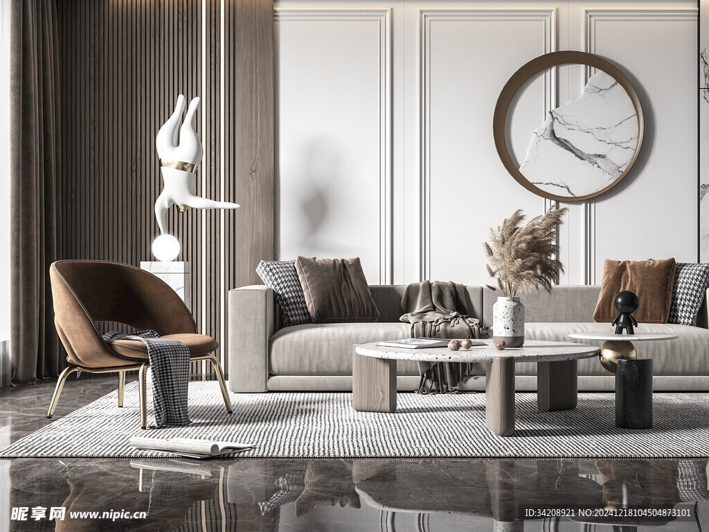 现代简约高级感新中式复古风客厅