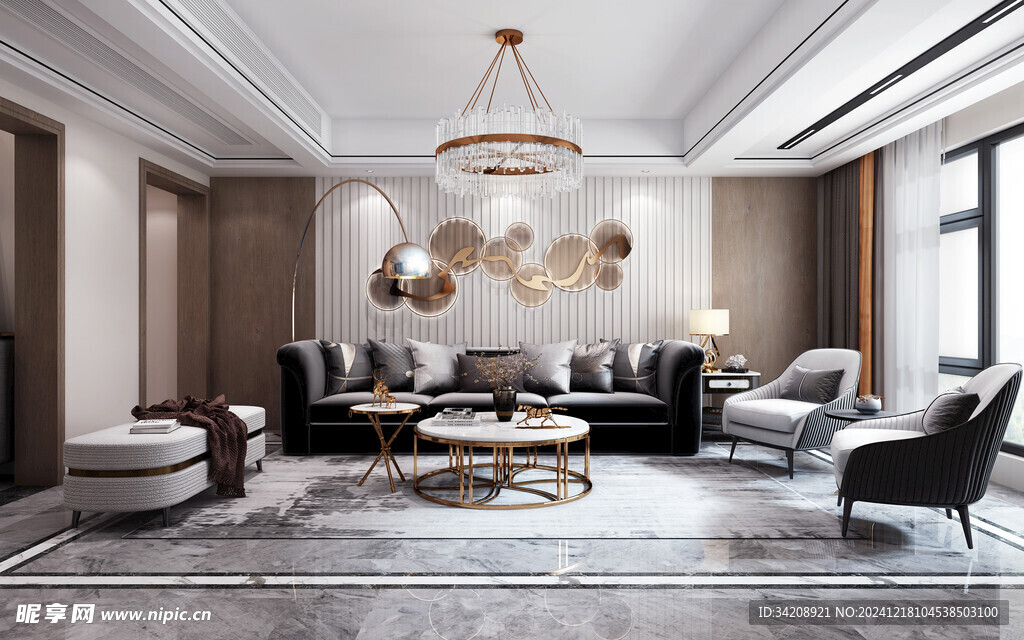 现代简约高级感新中式复古风客厅