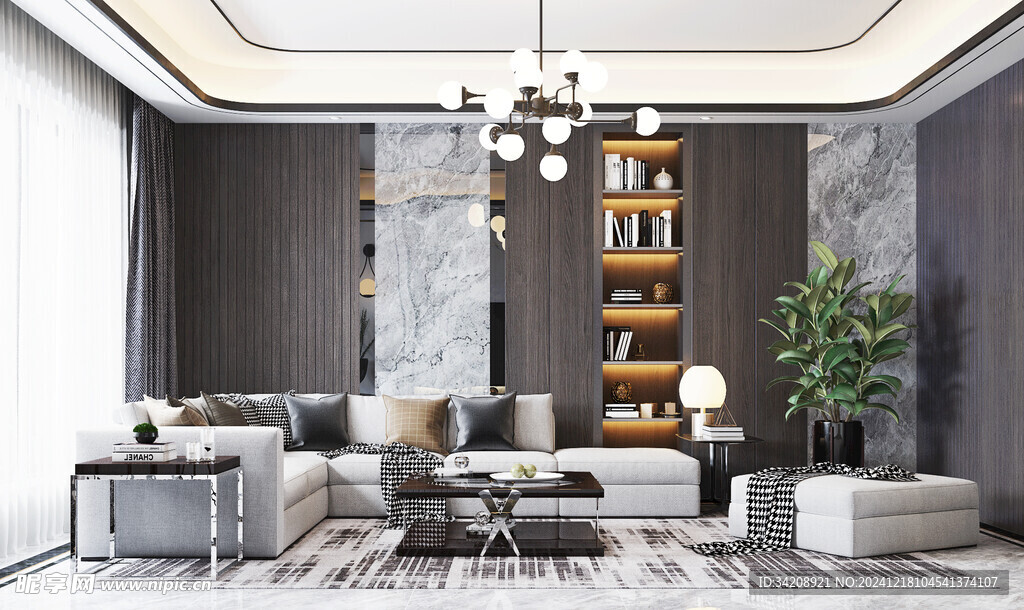 现代简约高级感新中式复古风客厅