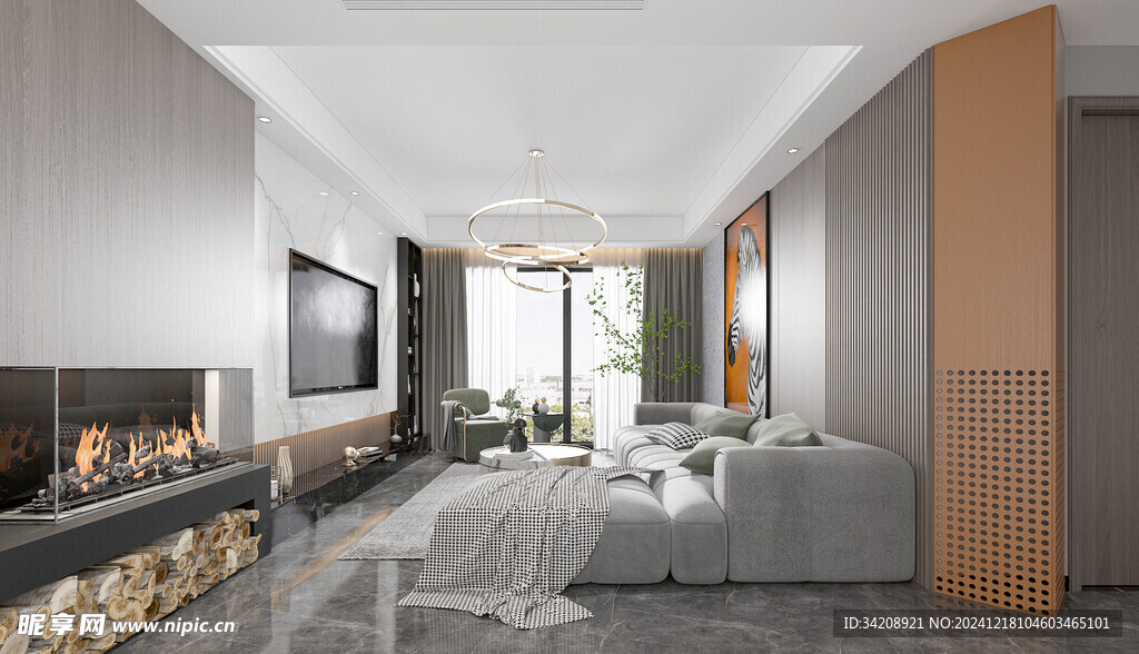 现代简约高级感新中式复古风客厅