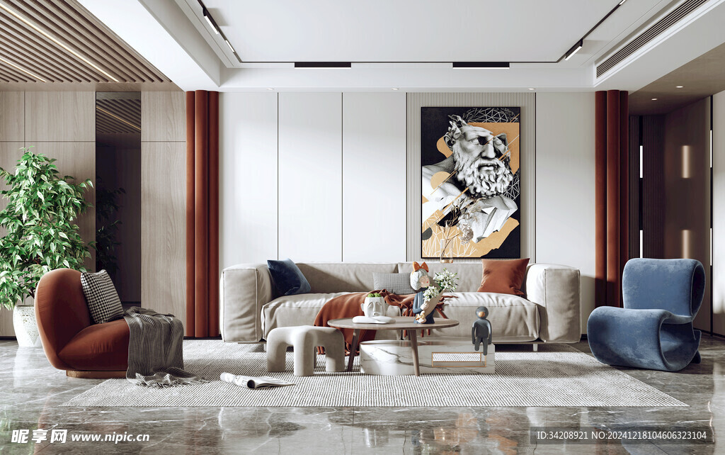 现代简约高级感新中式复古风客厅