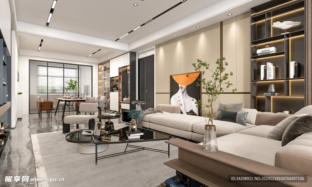 现代简约高级感新中式复古风客厅