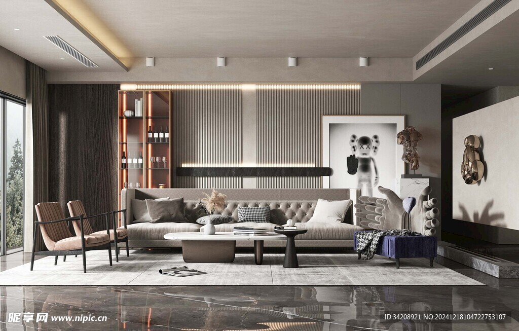 现代简约高级感新中式复古风客厅