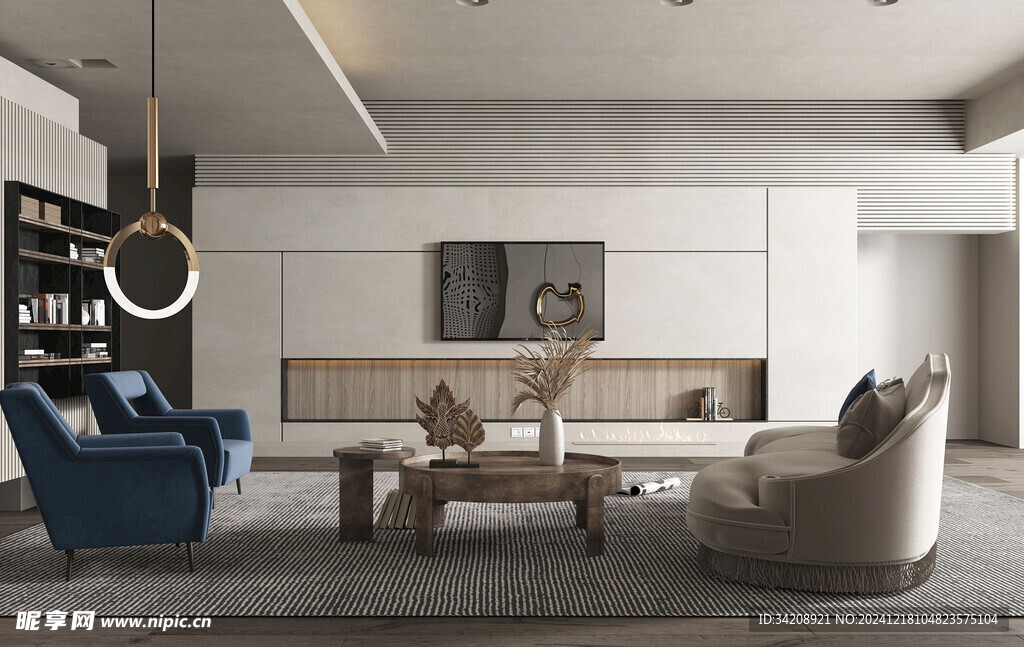 现代简约高级感新中式复古风客厅