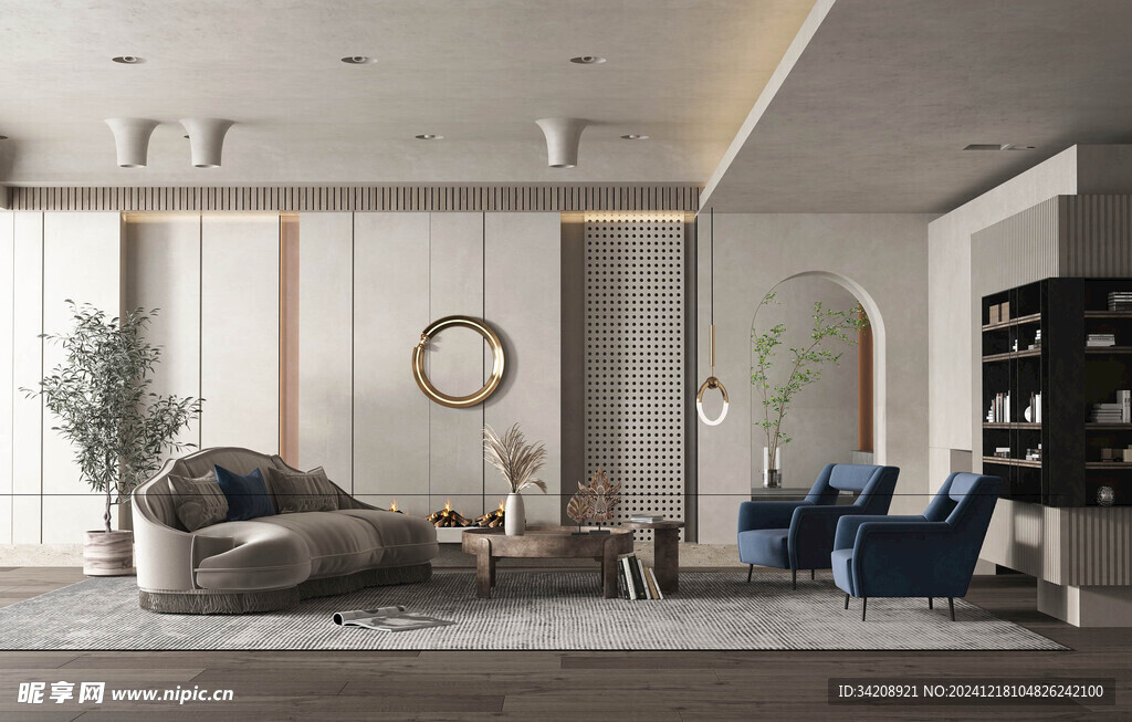 现代简约高级感新中式复古风客厅