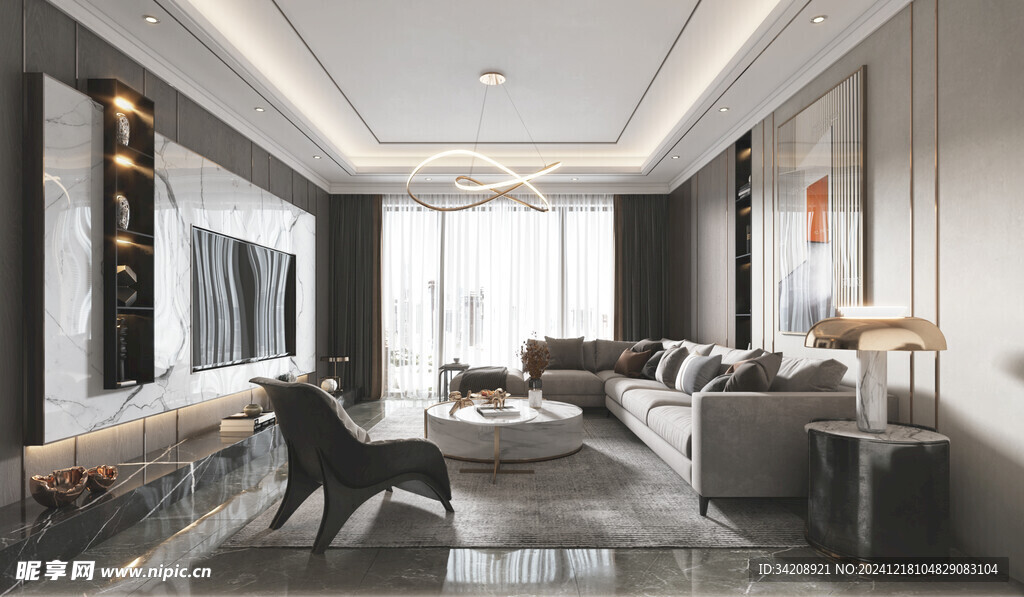 现代简约高级感新中式复古风客厅