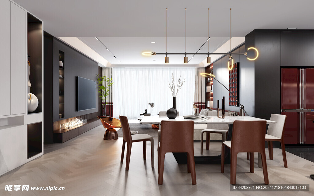 现代简约高级感新中式复古风客厅