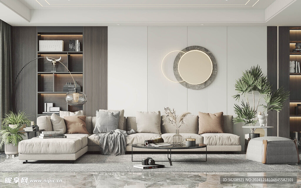 现代简约高级感新中式复古风客厅