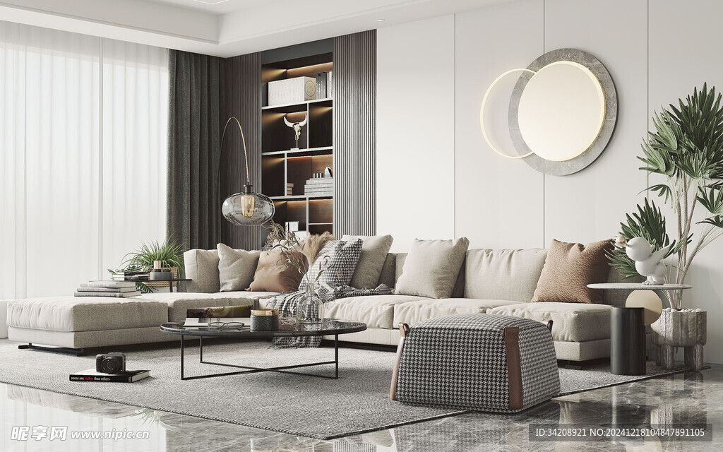 现代简约高级感新中式复古风客厅