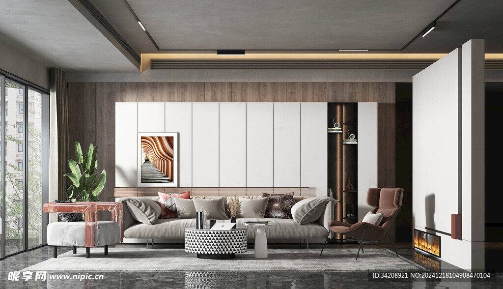 现代简约高级感新中式复古风客厅