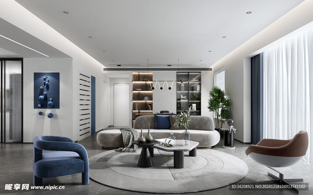 现代简约高级感新中式复古风客厅