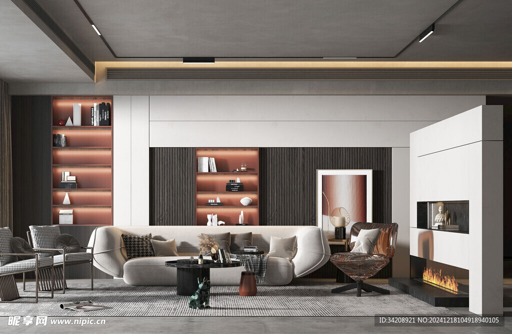 现代简约高级感新中式复古风客厅