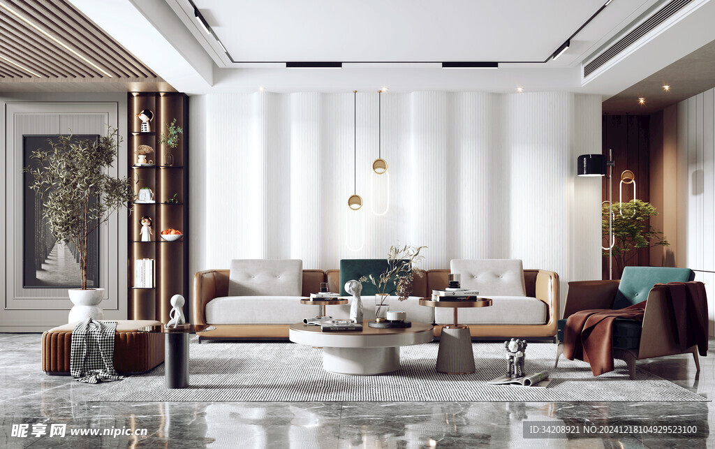 现代简约高级感新中式复古风客厅