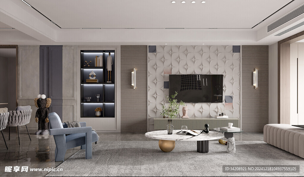 现代简约高级感新中式复古风客厅