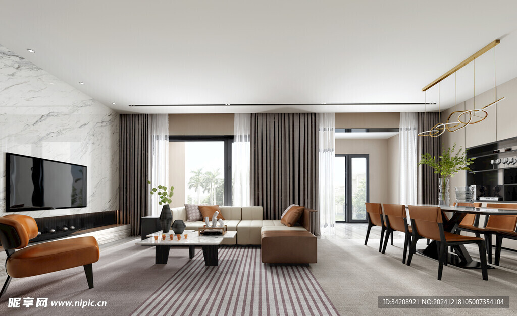 现代简约高级感新中式复古风客厅