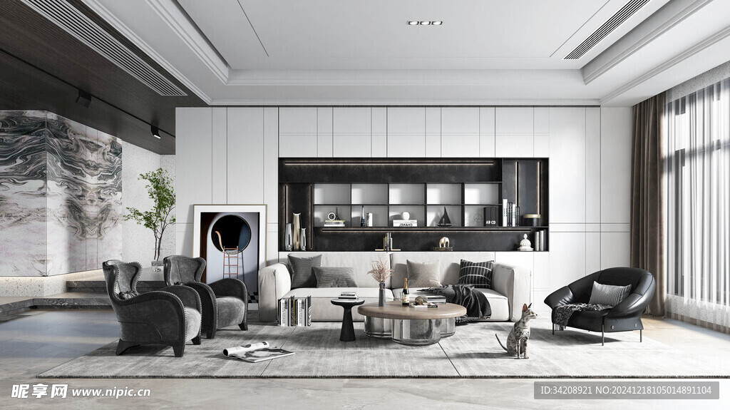 现代简约高级感新中式复古风客厅