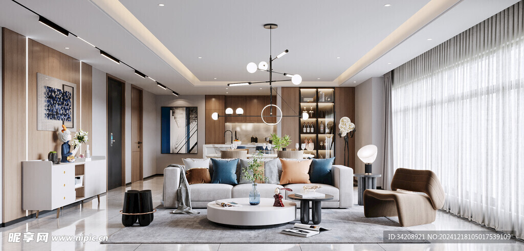 现代简约高级感新中式复古风客厅