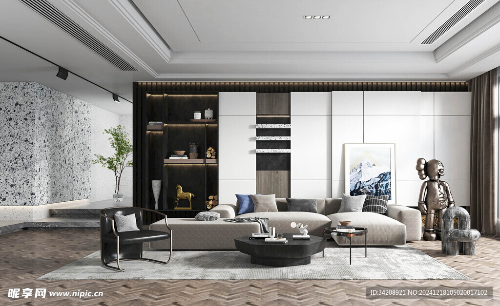 现代简约高级感新中式复古风客厅