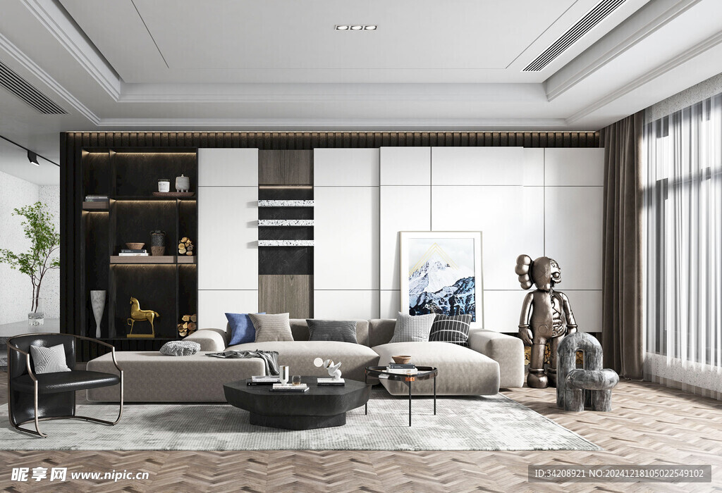 现代简约高级感新中式复古风客厅